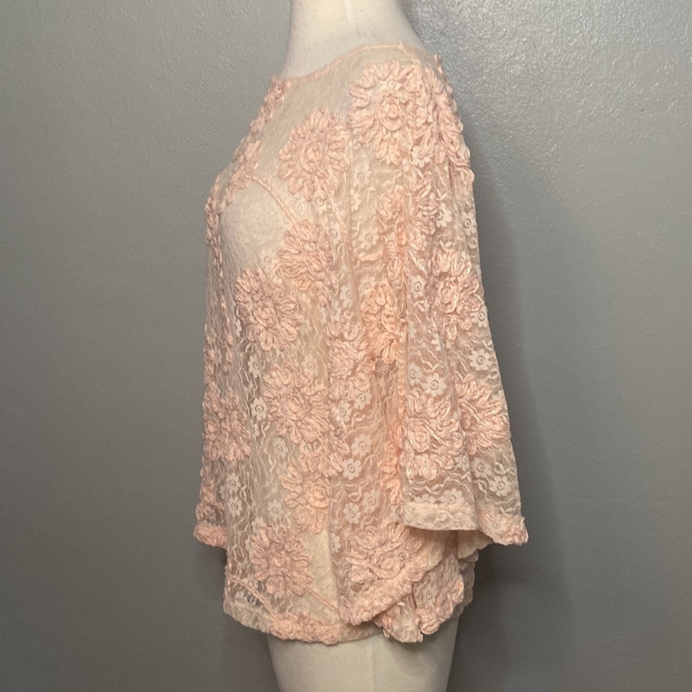 Ruby Rd. Lace Overlay Top Pink Small - Picture 3 of 6